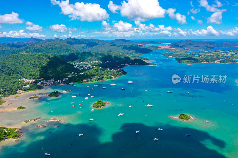 鸟瞰香港世界地质公园西贡村