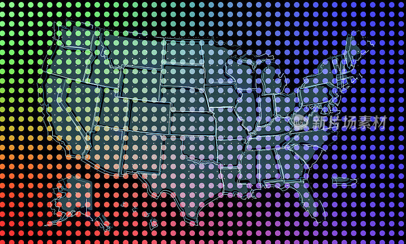 发光的美国数字地图