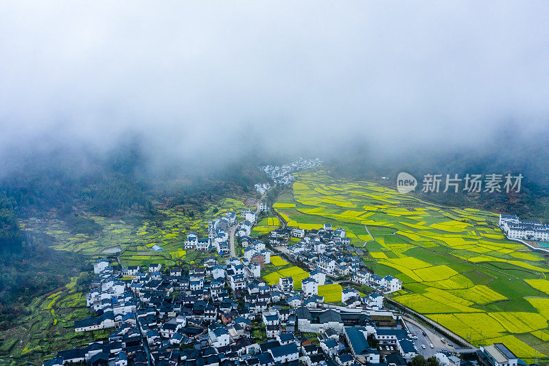 航拍中国婺源美丽的乡村风光