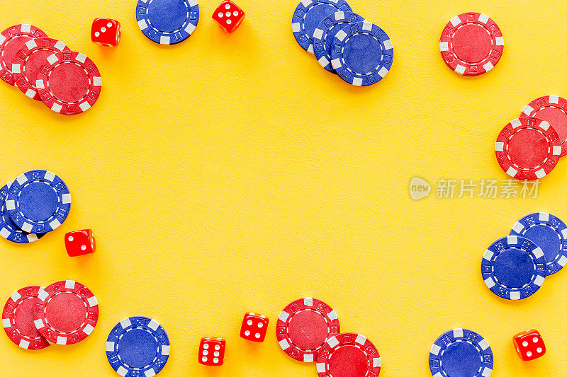 赌场赌博筹码-扑克背景。红筹股和蓝筹股