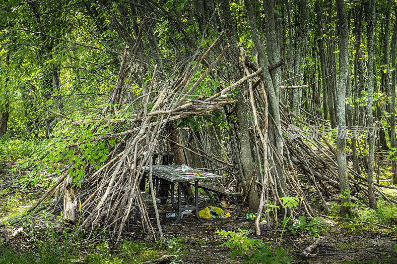 加拿大森林里的无家可归者收容所