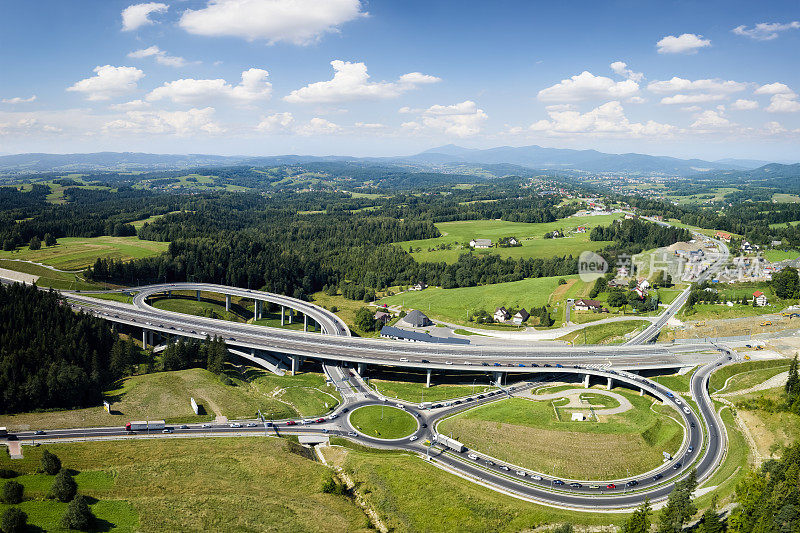 新的S7高速公路连接克拉科夫和扎科帕内，波兰
