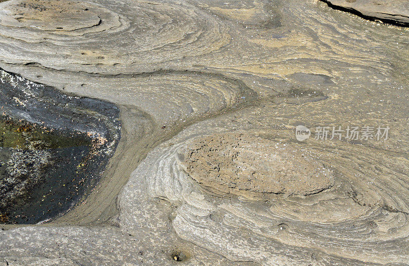 潮汐磨损的岩石和沙粒，抽象，霍恩比岛