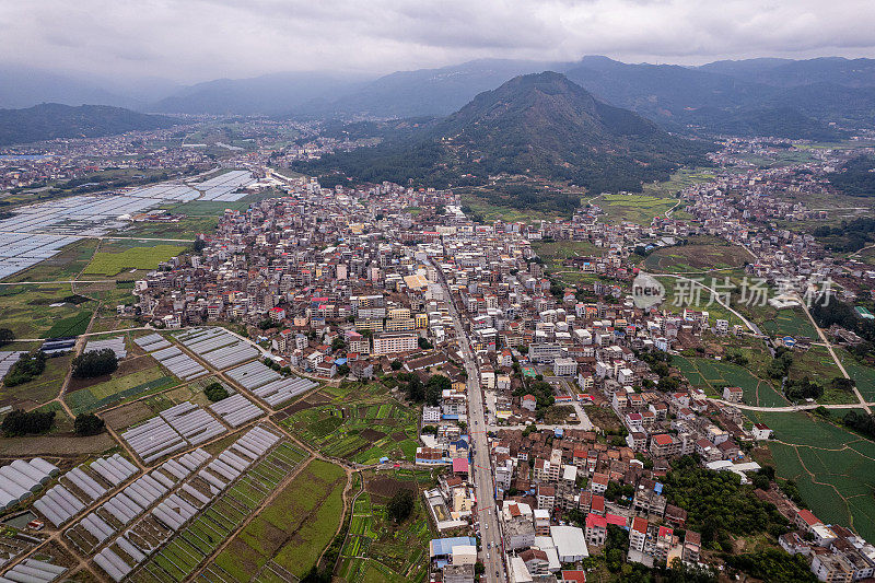 密集农村房屋的航空地图