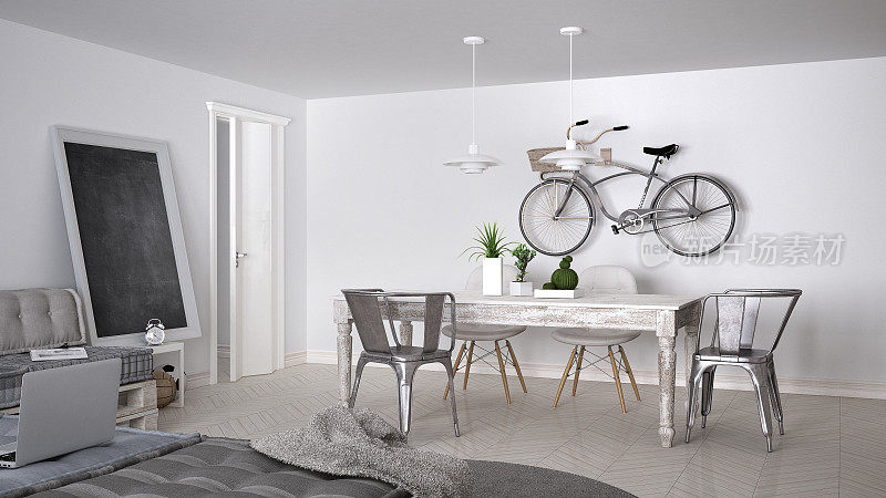 DIY沙发沙发，托盘，斯堪的纳维亚白色生活，室内设计