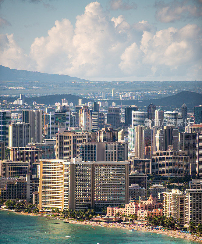 檀香山城市景观，瓦胡岛，夏威夷，美国