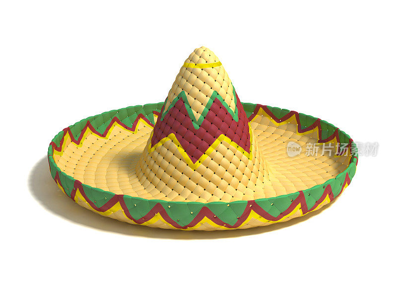 墨西哥帽宽边帽3d插图