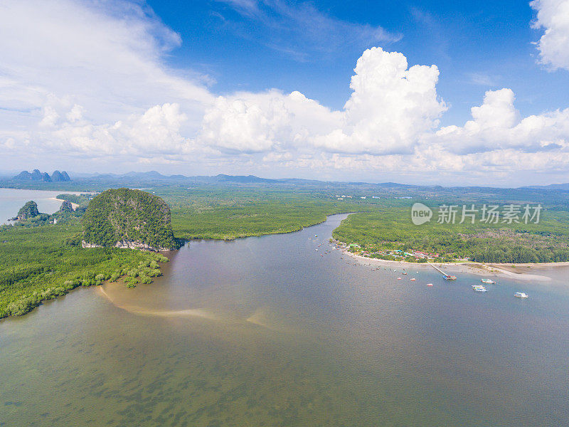 鸟瞰图巴孟海滩附近的泰国甲米