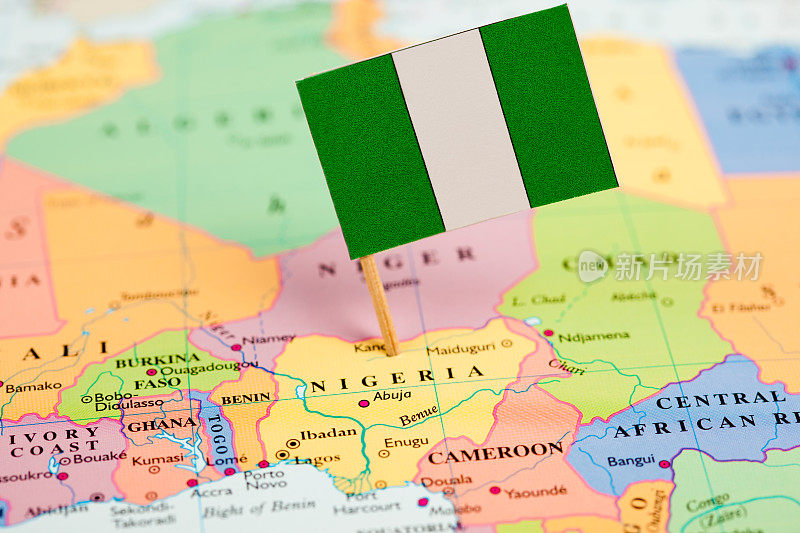 尼日利亚地图和国旗
