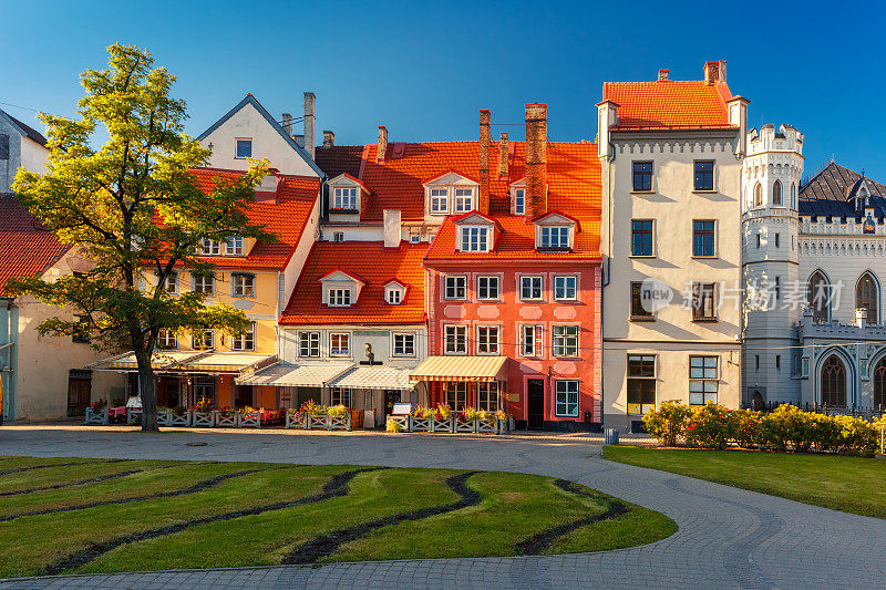 拉脱维亚里加老城的城市广场