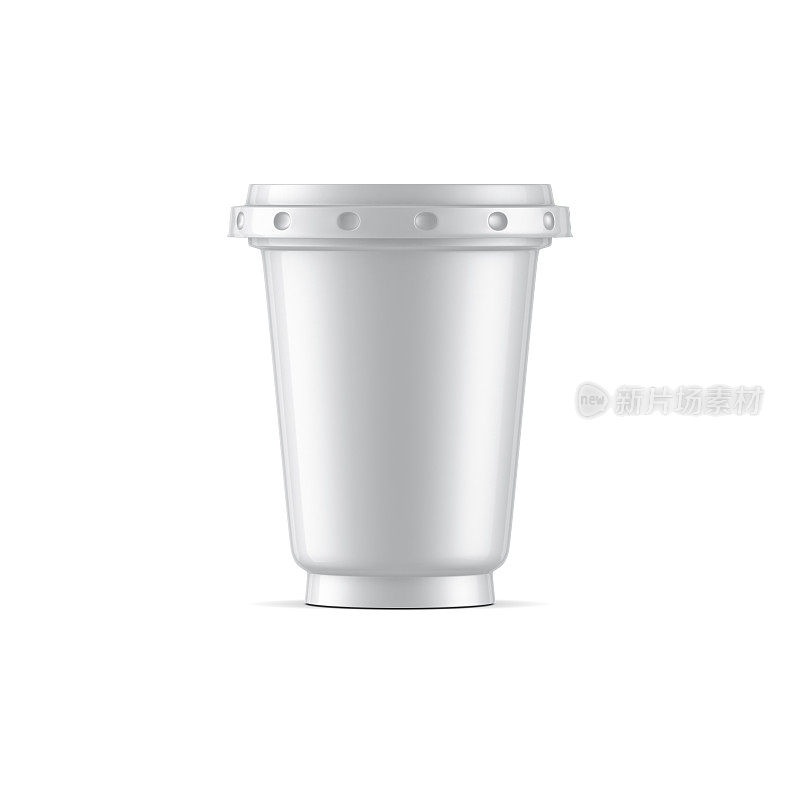 白色塑料杯与盖子模型，酸奶