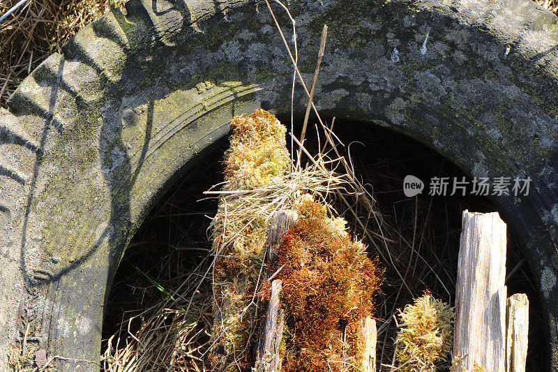 大橡胶轮胎，轮胎，履带和稻草