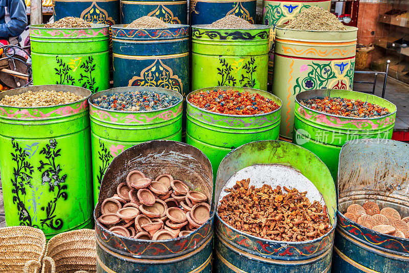 摩洛哥马拉喀什的香料市场