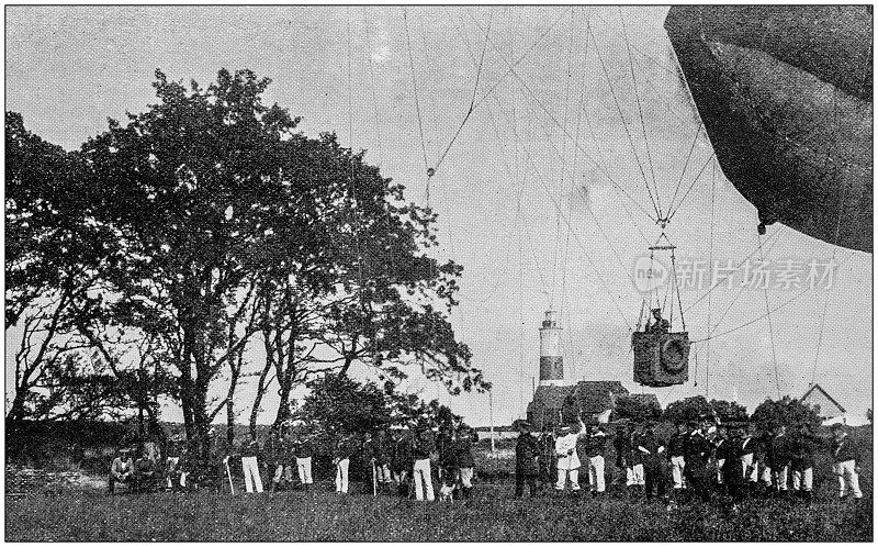 海军和陆军古董历史照片:德国战争气球