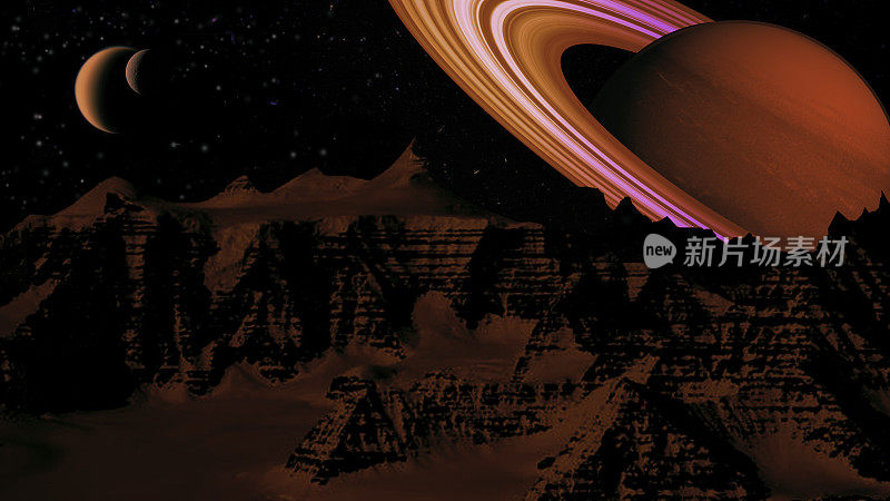 土星从外星行星山脉-复制空间-天文学空间场景