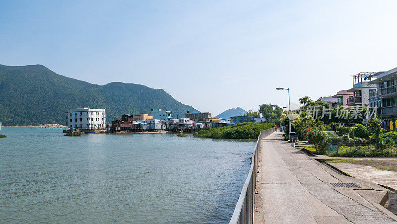 中国香港的渔村，棚屋林立