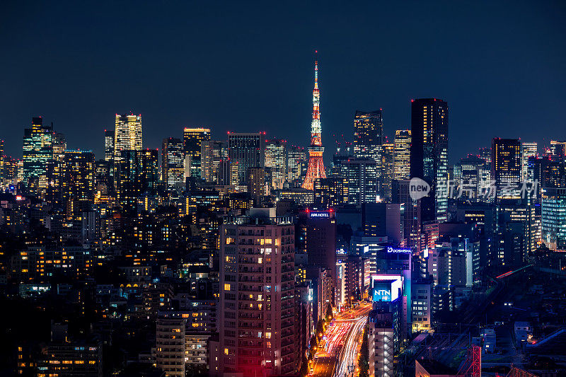 东京夜景的高视角