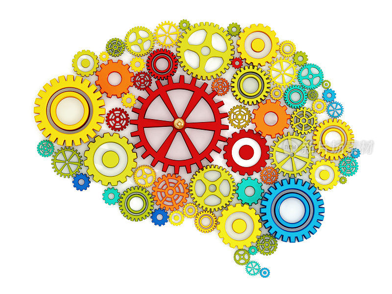 五彩缤纷的轮子形成了大脑的形状