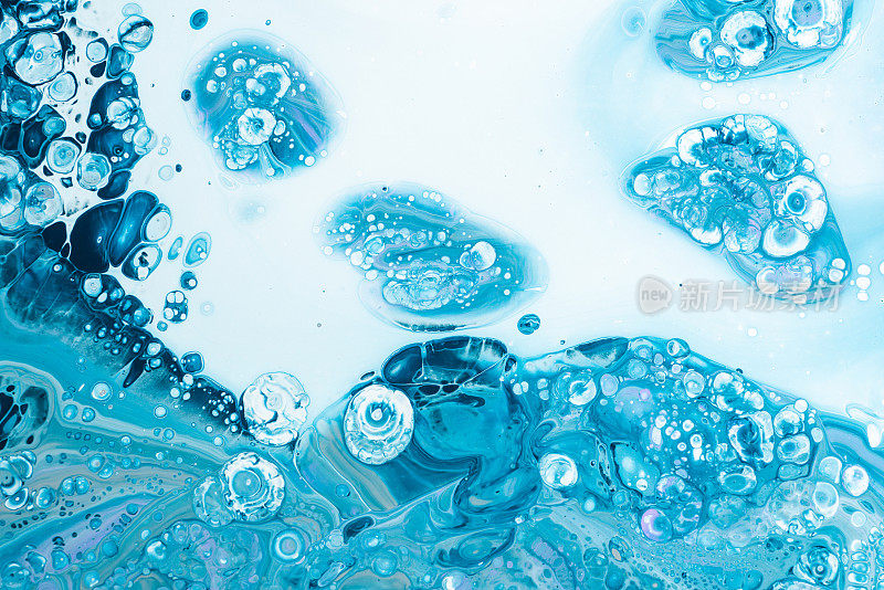 丙烯酸倒抽象艺术-蓝绿色泡沫
