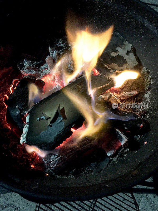 篝火，烧烤时燃烧的柴火