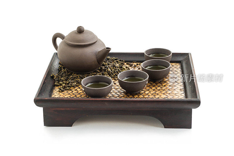 中国茶具孤立在白色背景上