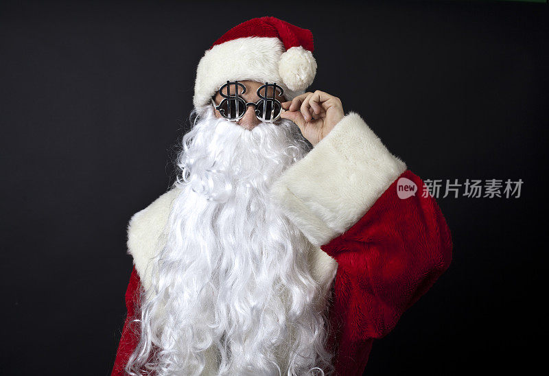 戴着美元眼镜的疯狂圣诞老人