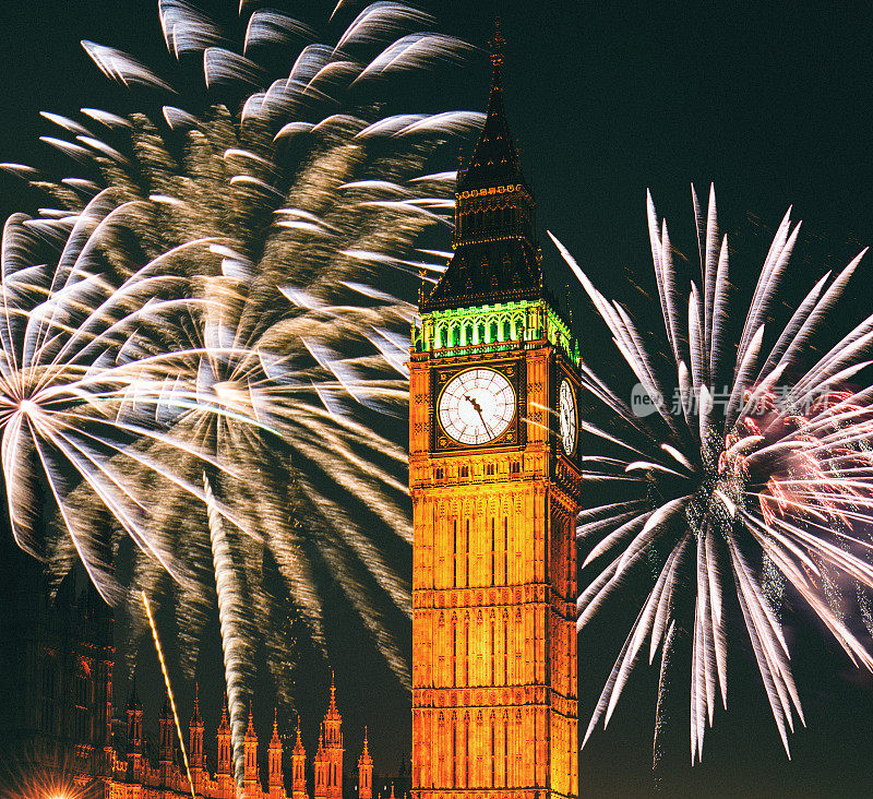 新年在伦敦的大本钟上