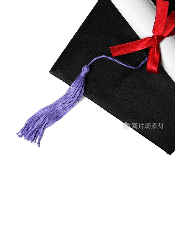 带毕业证书的毕业帽