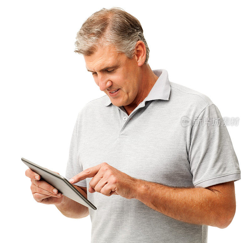 成熟的男人使用数码平板电脑