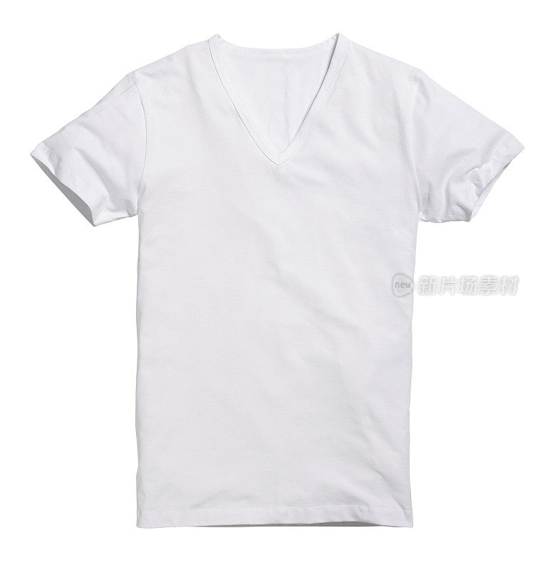 白色v领t恤上的白色背景