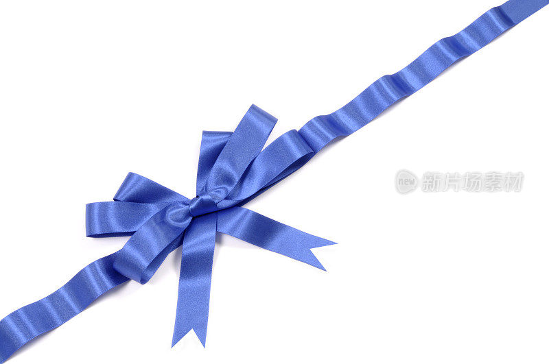 弯曲的蓝色丝带和蝴蝶结