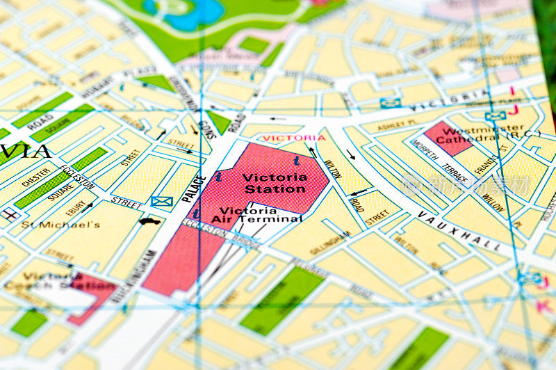 英国伦敦维多利亚站的地图图像