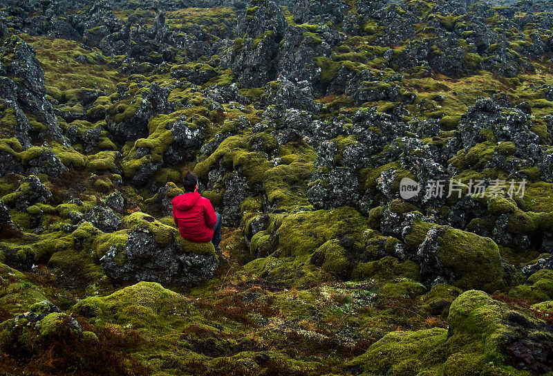 人们在冰岛欣赏熔岩景观