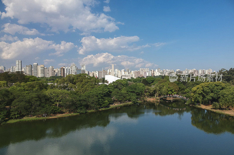 鸟瞰图Ibirapuera公园在圣保罗，巴西