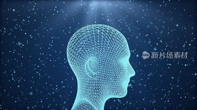 人类的大脑是由粒子形成的。神经丛结构围绕3D渲染进化