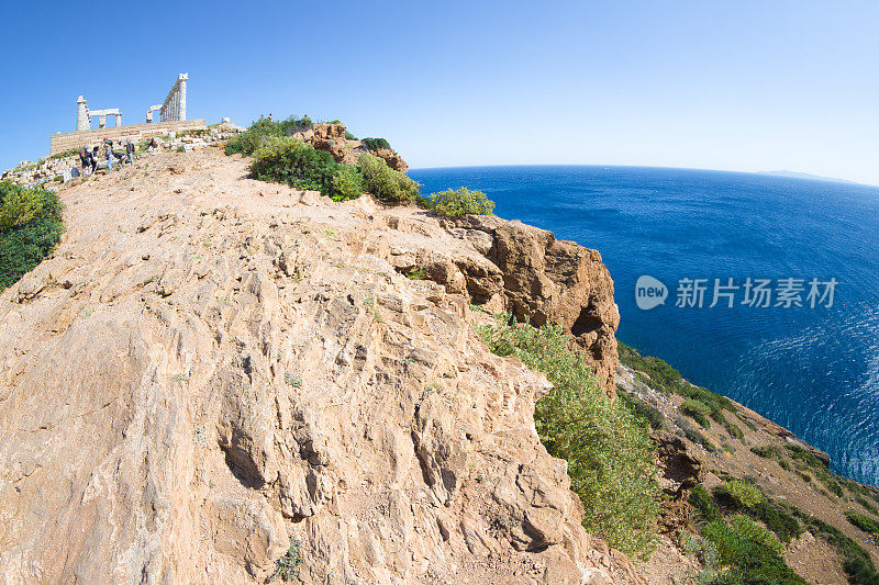 希腊海岸线上的波塞冬神庙遗址