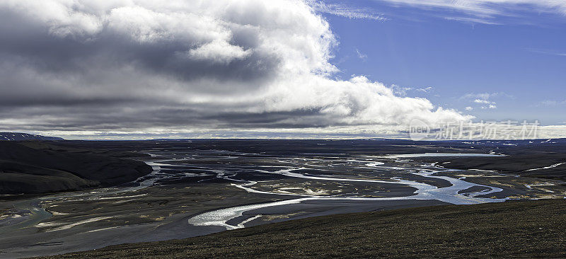 坎宁安河辫状河床，萨默塞特岛，加拿大，加拿大北极，