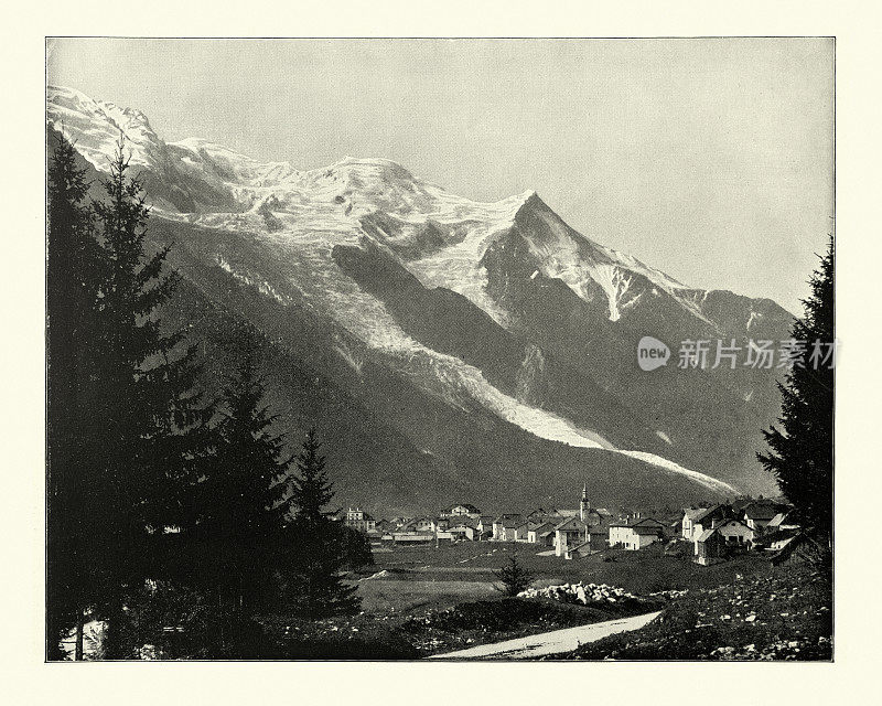 勃朗峰的古董照片，瑞士，19世纪