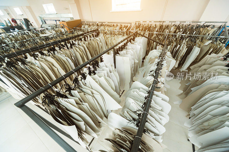 服装图案。纺织业生产线。纺织工厂。