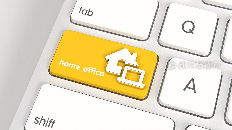 家庭办公室键盘上的黄色按钮