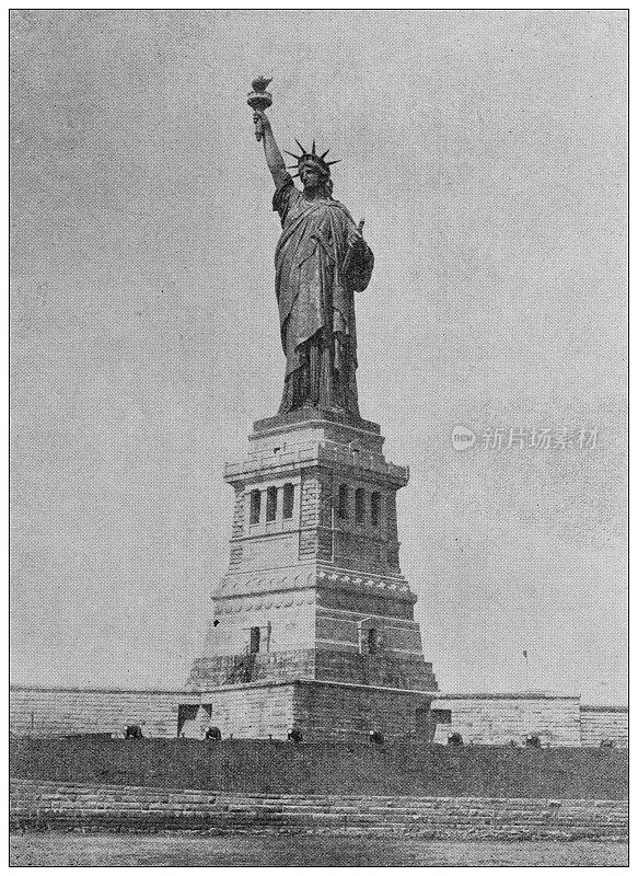 世界地标的古老照片(大约1894年):自由女神像