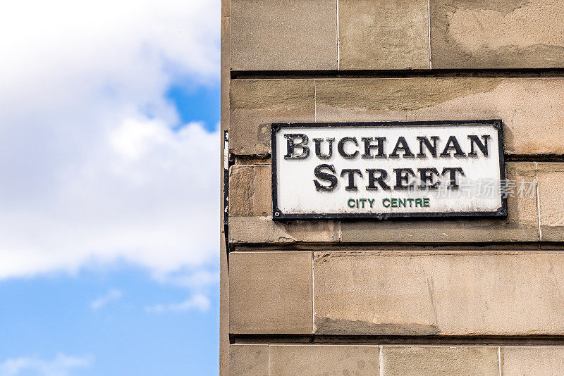 苏格兰格拉斯哥市中心布坎南街的标志