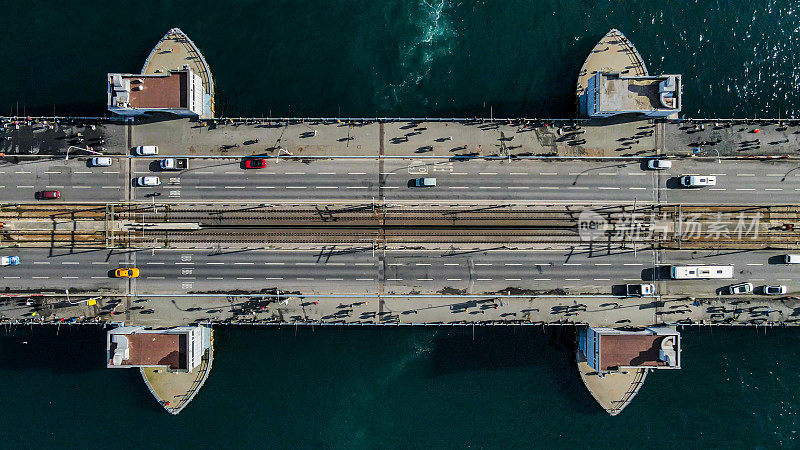空中桥梁视频，海上桥梁视频，空中伊斯坦布尔桥，汽车通过的桥