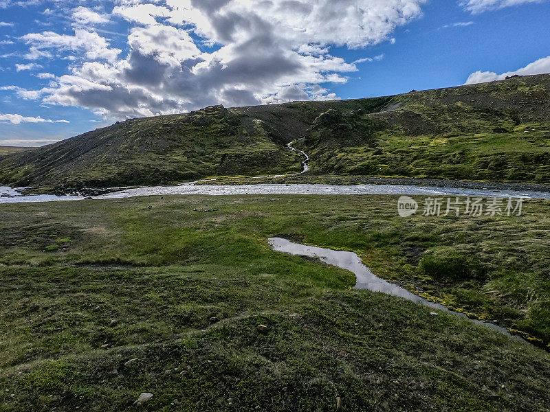 河流和丘陵，冰岛西南地区的景观