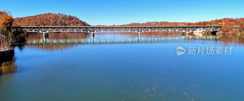 冰渡桥的风景，欺骗湖，西弗吉尼亚州