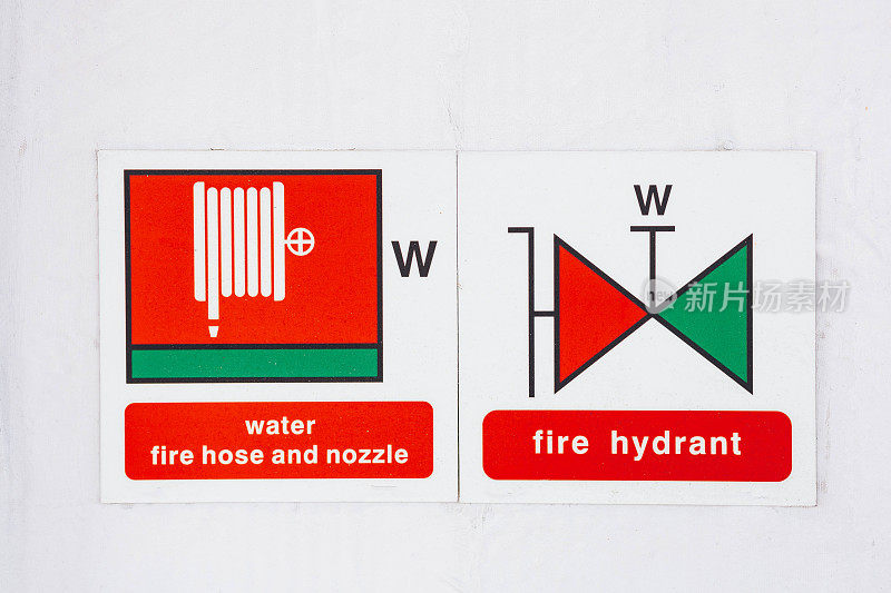 消防水带、喷头和消防栓通知、标志