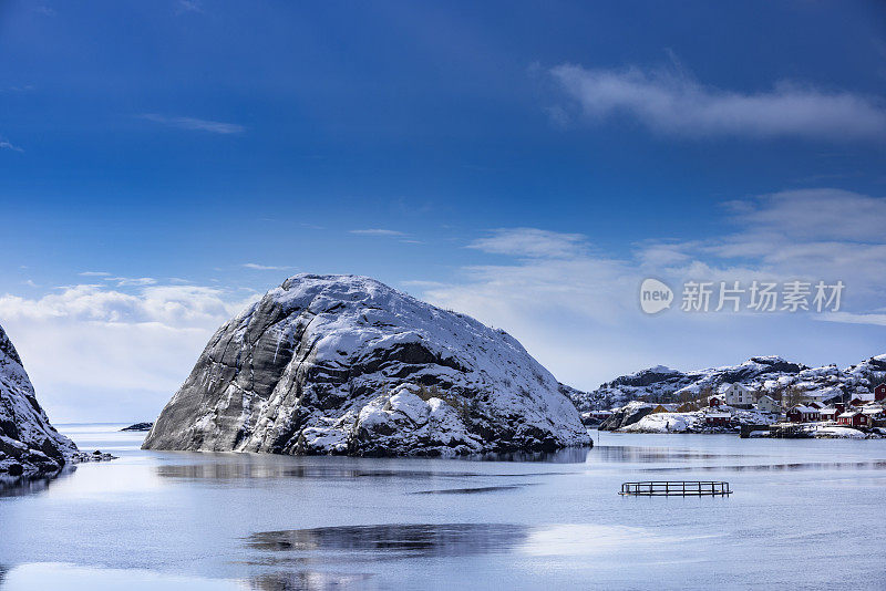 罗弗敦群岛的沿海冬季景观