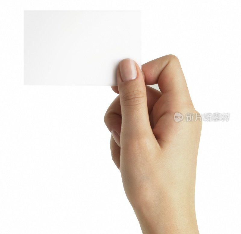 一只手拿着一张空白的白色名片