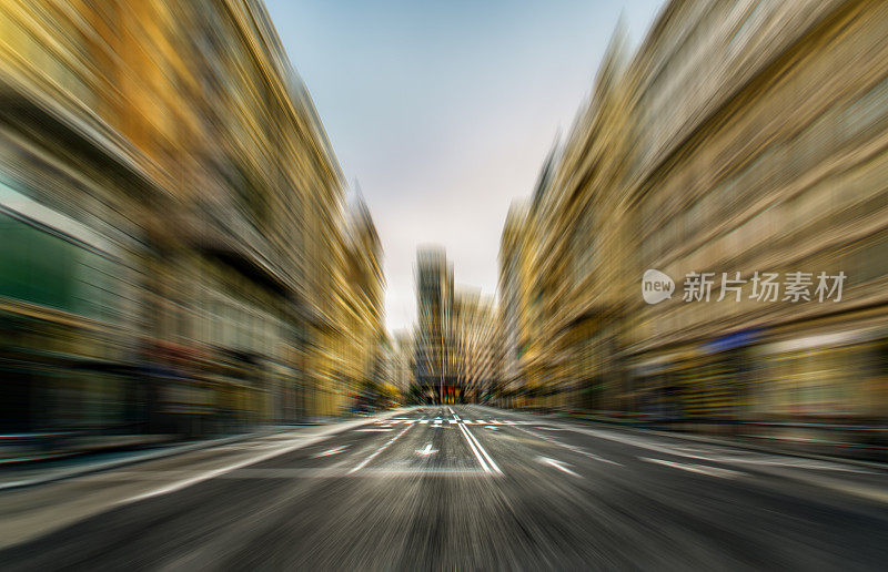 抽象的速度运动快速模糊了马德里西班牙街道