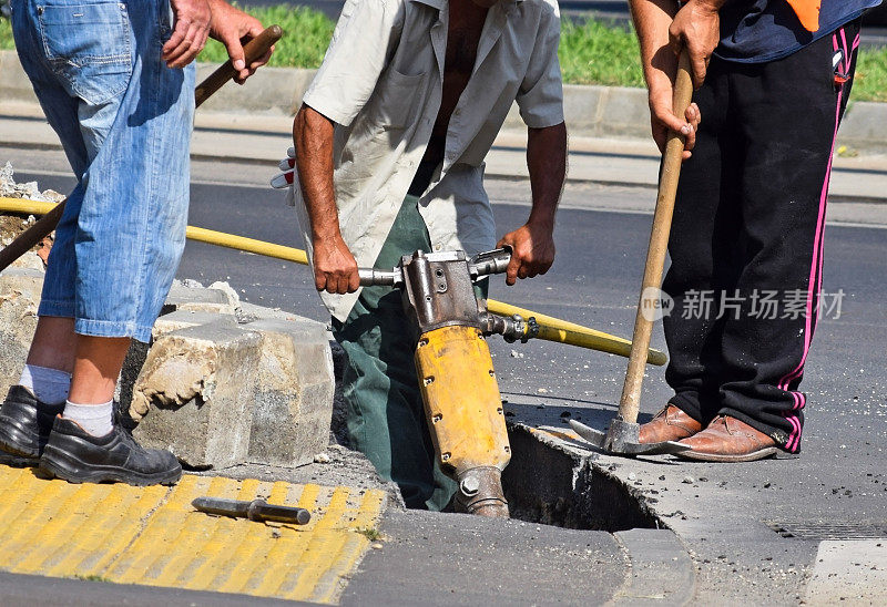 建筑工人用空气锤